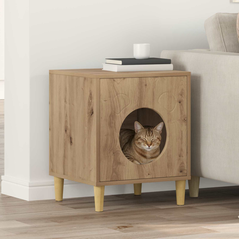 Vidaxl Cat House Artisian Oak 42.5 X 40 X 53 Cm Engineered Wood