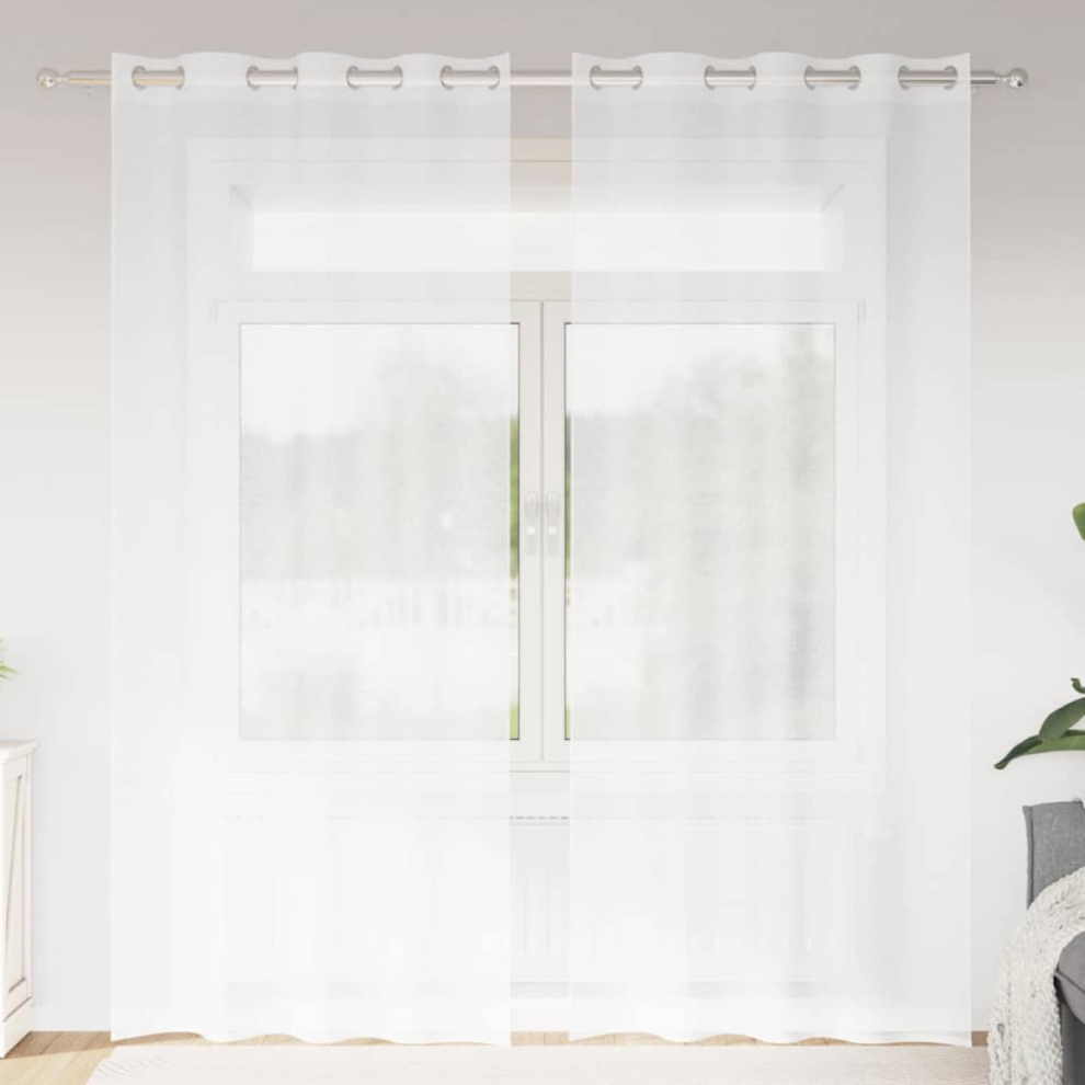 Vidaxl Voile Curtain With Curtains 2 Pcs White 225 X 140 Cm Polyester