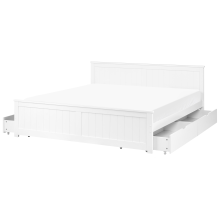 Bed with 4 Drawers Pine Wood SABRAN 180 x 200 cm (EU Super King) White