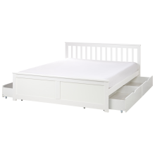 Bed with 4 Drawers Pine Wood OLENDON 160 x 200 cm (EU King Size) White
