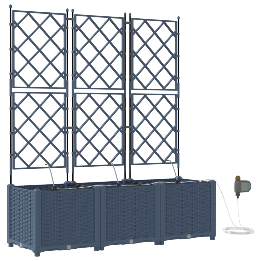 Vidaxl Garden Planter 3 Pcs Grey 120 X 40 X 142 Cm Plastic