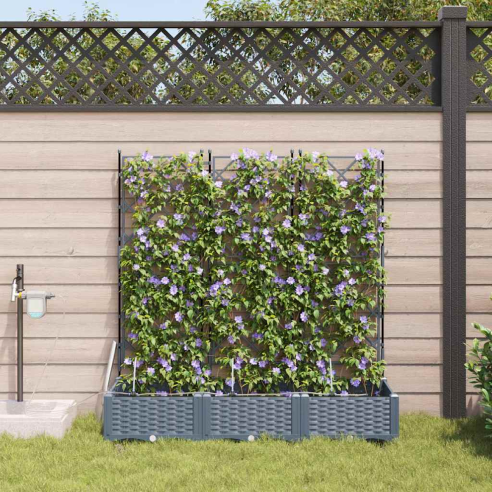 Vidaxl Garden Planter 3 Pcs Light Grey Plastic
