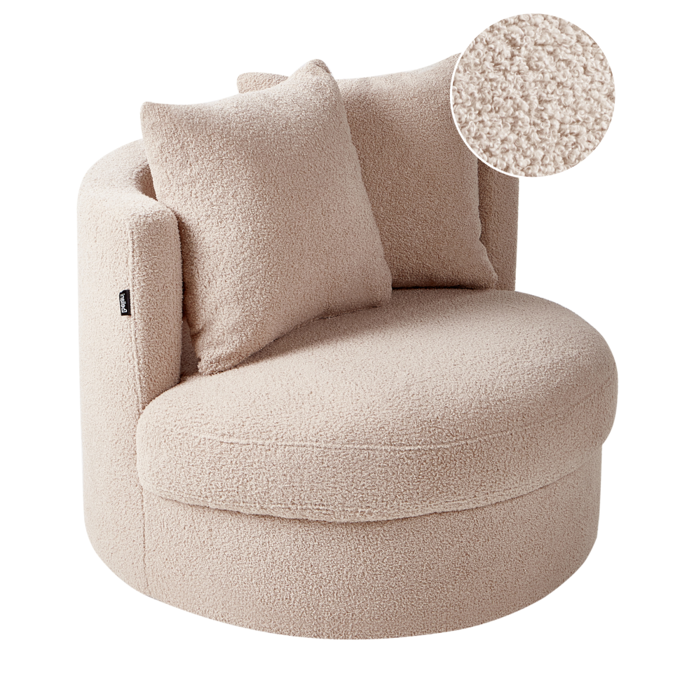 Beliani Armchair Dalby Boucle Beige Cream