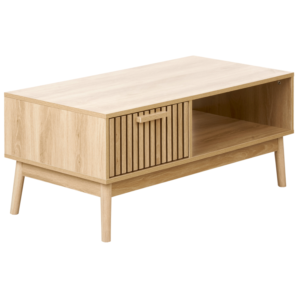Beliani Coffee Table Lynwood Light Brown With Storage