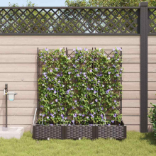 vidaXL Garden Planter 3 pcs Brown Plastic