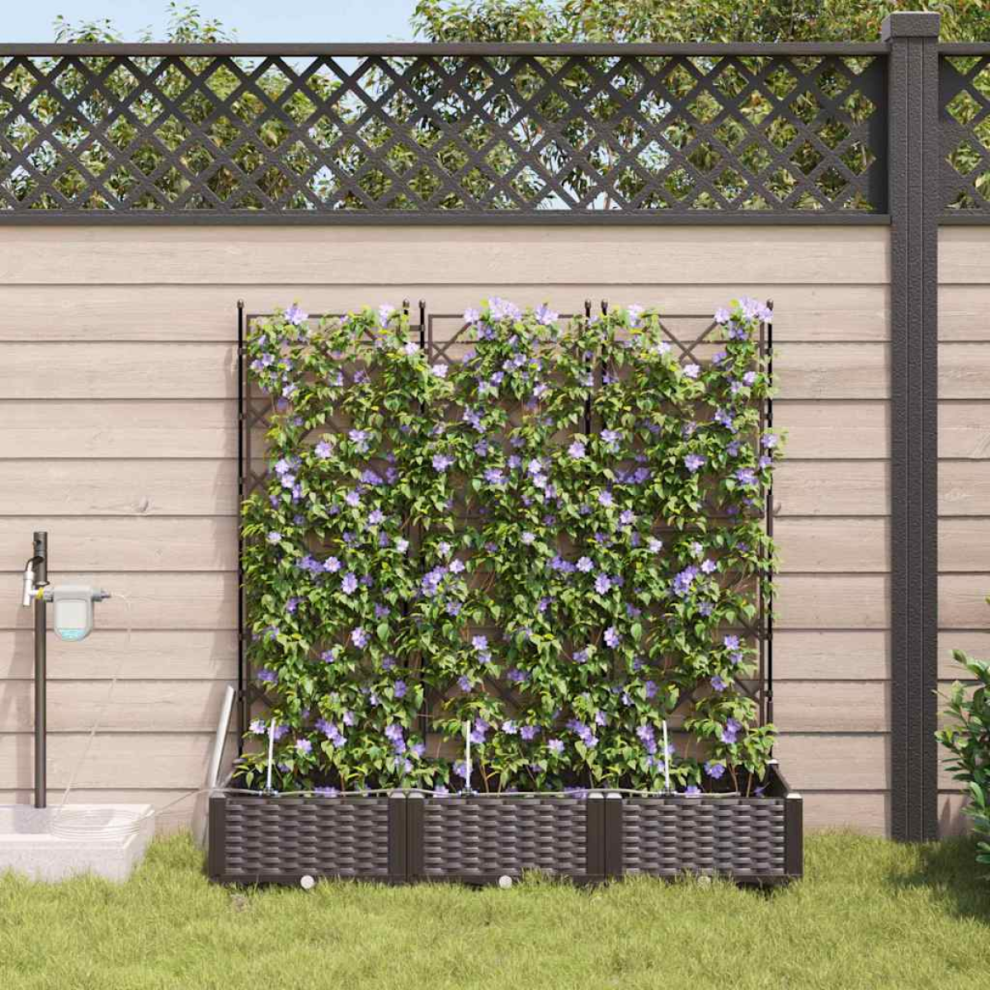 Vidaxl Garden Planter 3 Pcs Brown Plastic