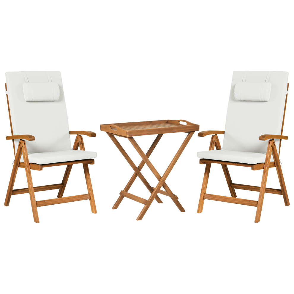 Beliani Bistro Set Java Premiuim Acacia Wood Off- White