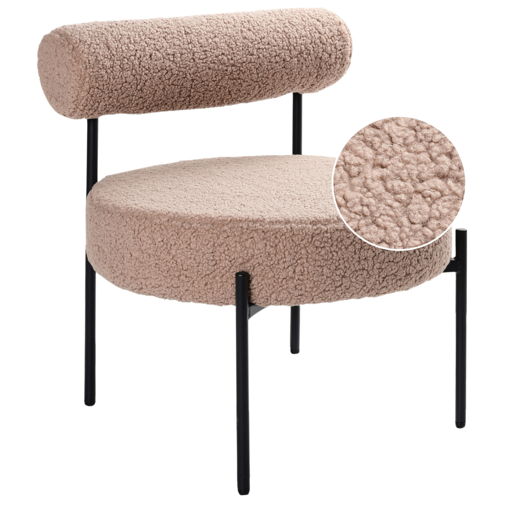 Beliani Armchair Alpha Boucle Taupe Brown