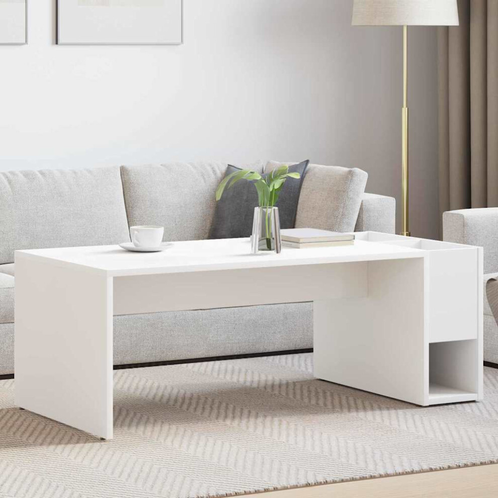 Vidaxl Coffee Table White 101.5 X 50 X 37 Cm Engineered Wood White,Brown