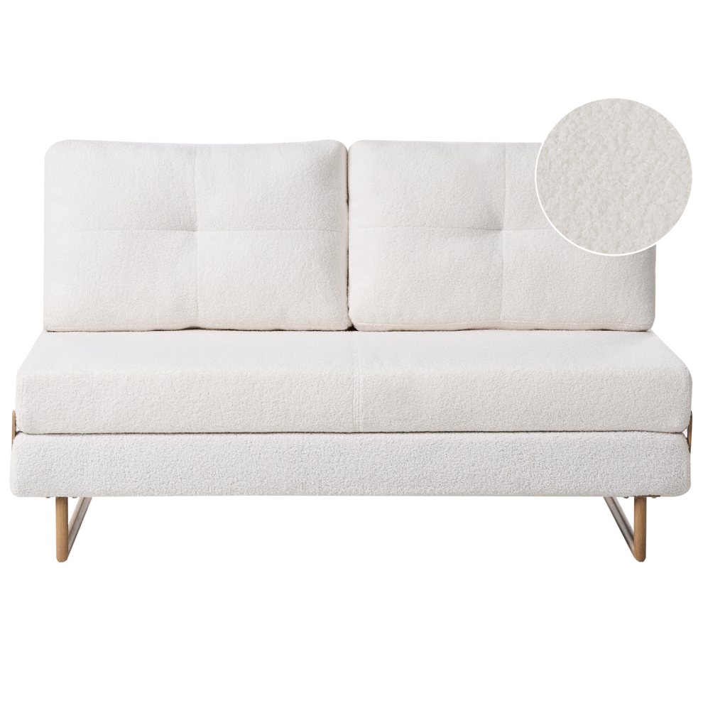 Beliani Sofa Bed 3 Seater Jerslev Boucle Off-White
