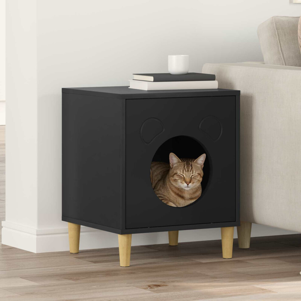 Vidaxl Cat House 42.5 X 40 X 53 Cm Engineered Wood Black