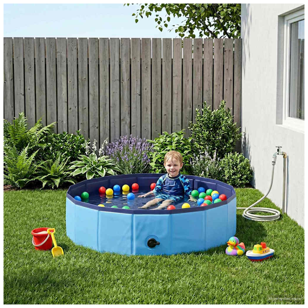 Vidaxl Foldable Dog Swimming Pool Folding Blue 80 X 80 X 20 Cm Pvc