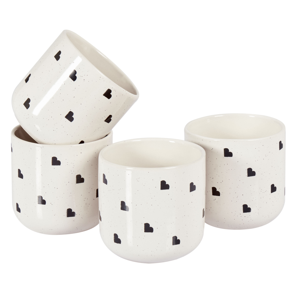 Beliani Set Of 4 Mugs Annise Stoneware Off- White