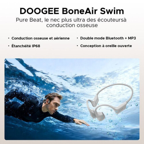 Swim Moonstone Grey – Υβριδικά ακουστικά οστικής αγωγιμότητας/αέρα, IP68 αδιάβροχα, 1