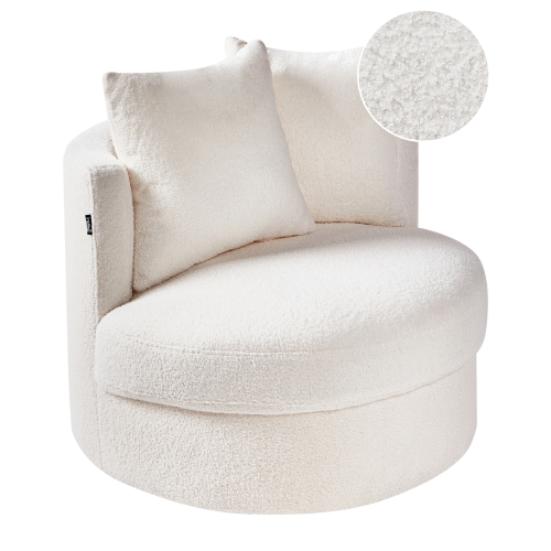 Beliani Swivel Armchair DALBY Boucle White