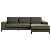 Corner Sofa 4 Seater KIRUNA Velvet Dark Green Left Hand