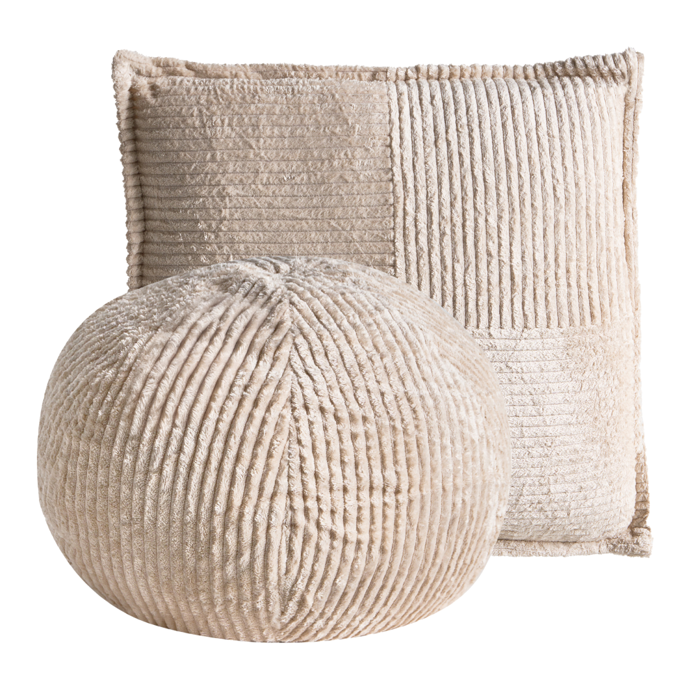 Photos - Sofa Beliani Set of 2 Decorative Cushions MARANTA Corduroy 30 x 30 cm 45 x 45 cm Light Beige Solid Cream