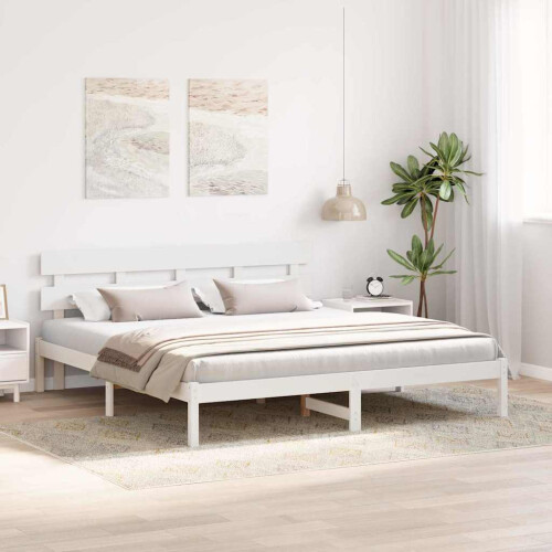 VidaXL vidaXL Bed Frame with Headboard White 180 x 200 cm Solid Pine wood 2
