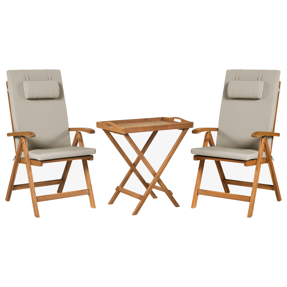 Beliani Bistro Set Java Premiuim Acacia Wood Taupe Brown