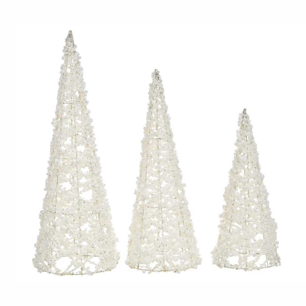 Beliani Set Of 3 Figurines Rosan Christmas Tree 40/50/60 Cm White
