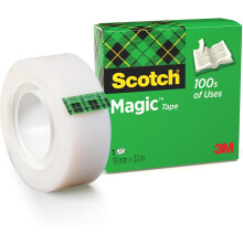 Scotch Magic Tape, 1 Roll, 19 mm x 33 m - General Purpose Sticky Tape for Document Repair, Labelling & Sealing