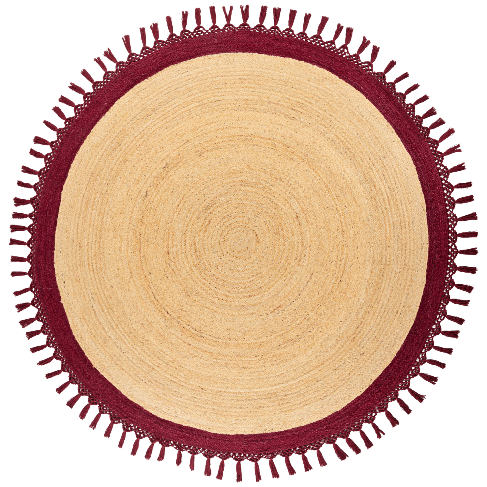 Beliani Rug Marts Dark Ø 200 Cm Jute Red