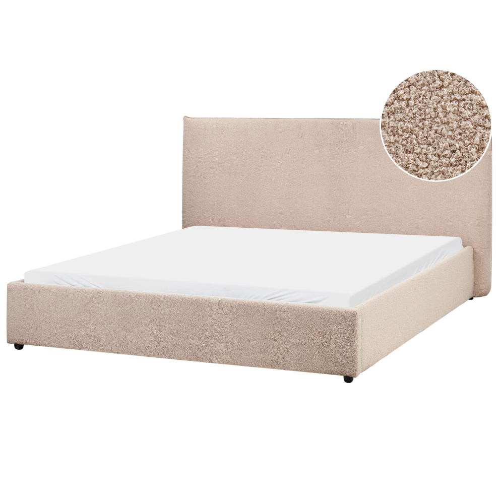 Beliani Waterbed Boucle Lavaur 160 X 200 Cm (Eu King Size) Taupe Brown