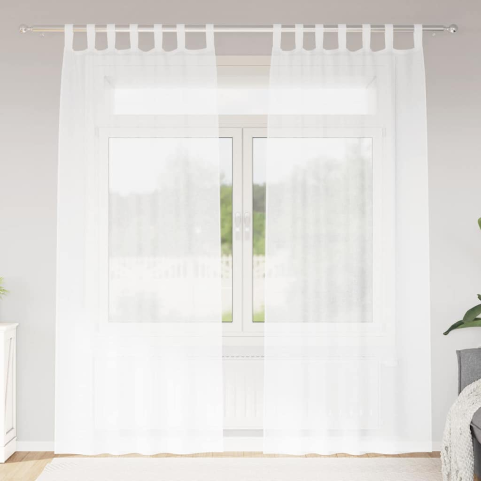 Vidaxl Voile Curtain With Curtains 2 Pcs White 225 X 140 Cm Polyester