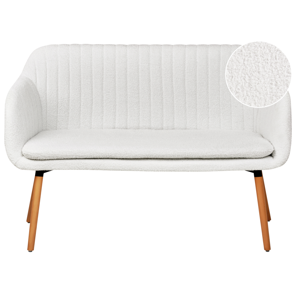 Beliani Dining Bench 2 Seater Taby Boucle Off-White