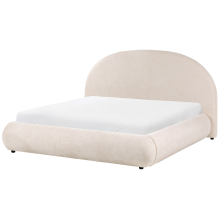 Ottoman Bed GRASSE Fabric Light Beige 160 x 200 cm (EU King Size)