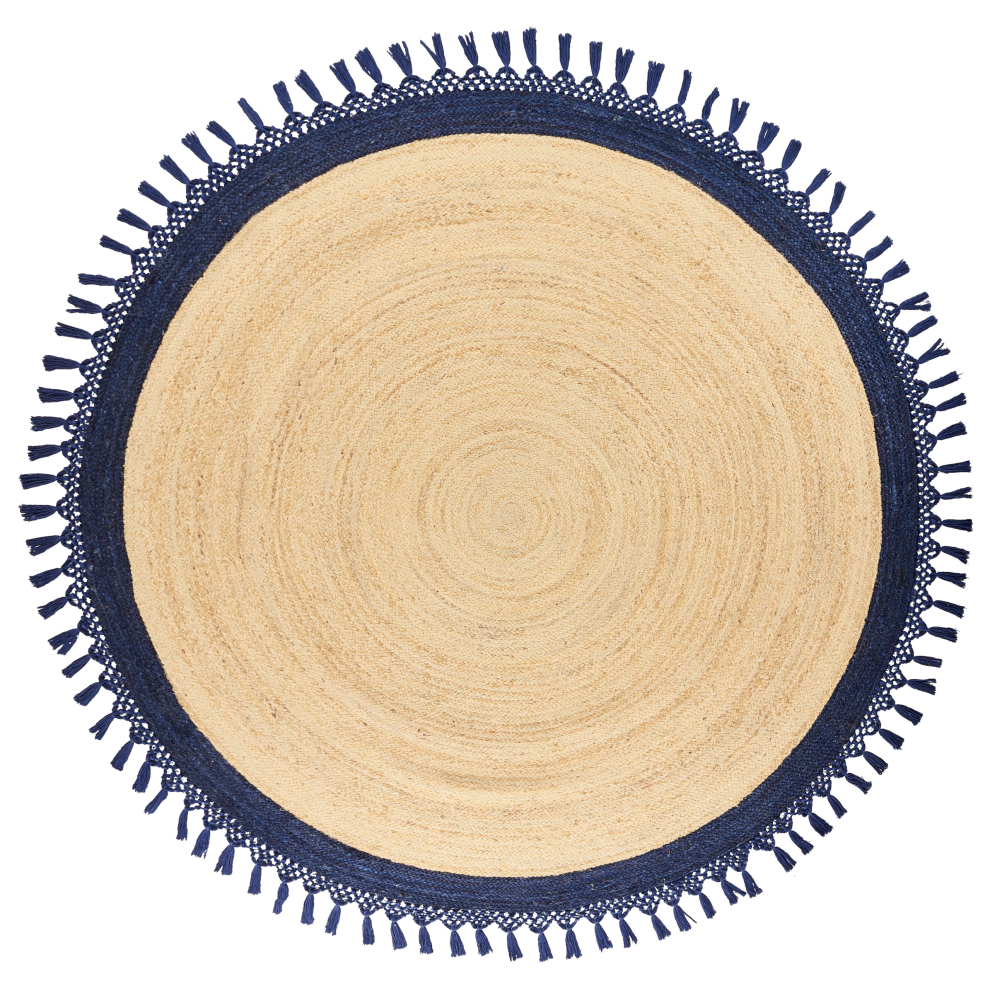Beliani Rug Marts Dark Ø 200 Cm Jute Blue