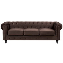 Sofa 3 Seater CHESTERFIELD Velvet Dark Brown