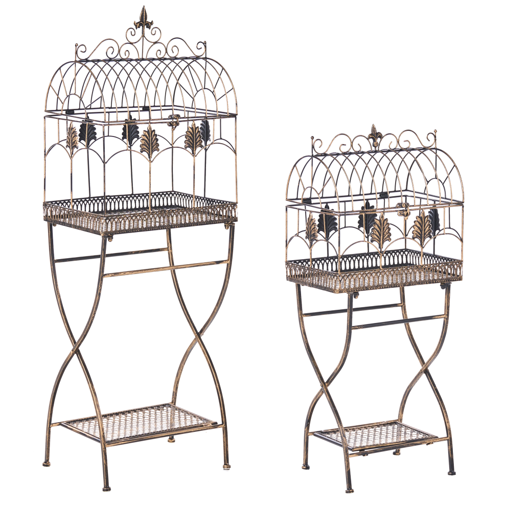 Beliani Set Of 2 Shelving Units Sicily Metal 122/90 Cm 43/37 Cm Black