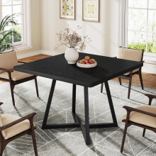 Tribesigns Dining Table for 4, industrial style,80 x 80 x 75 cm kitchen table,Black
