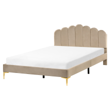 Bed Velvet SAUVIAN 160 x 200 cm (EU King Size) Taupe