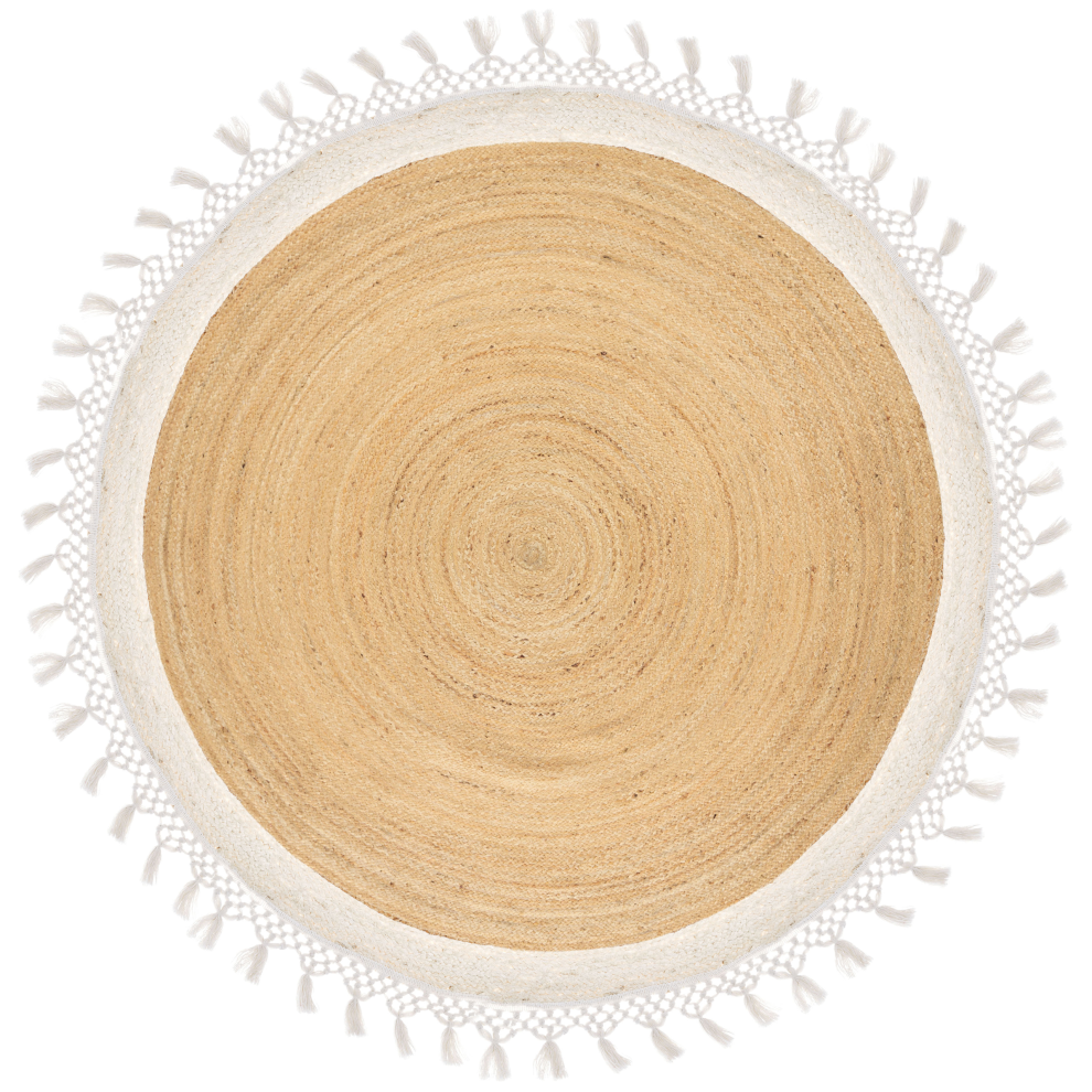 Beliani Rug Marts White Ø 200 Cm Jute