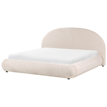 Ottoman Bed GRASSE Fabric Light Beige 180 x 200 cm (EU Super King)