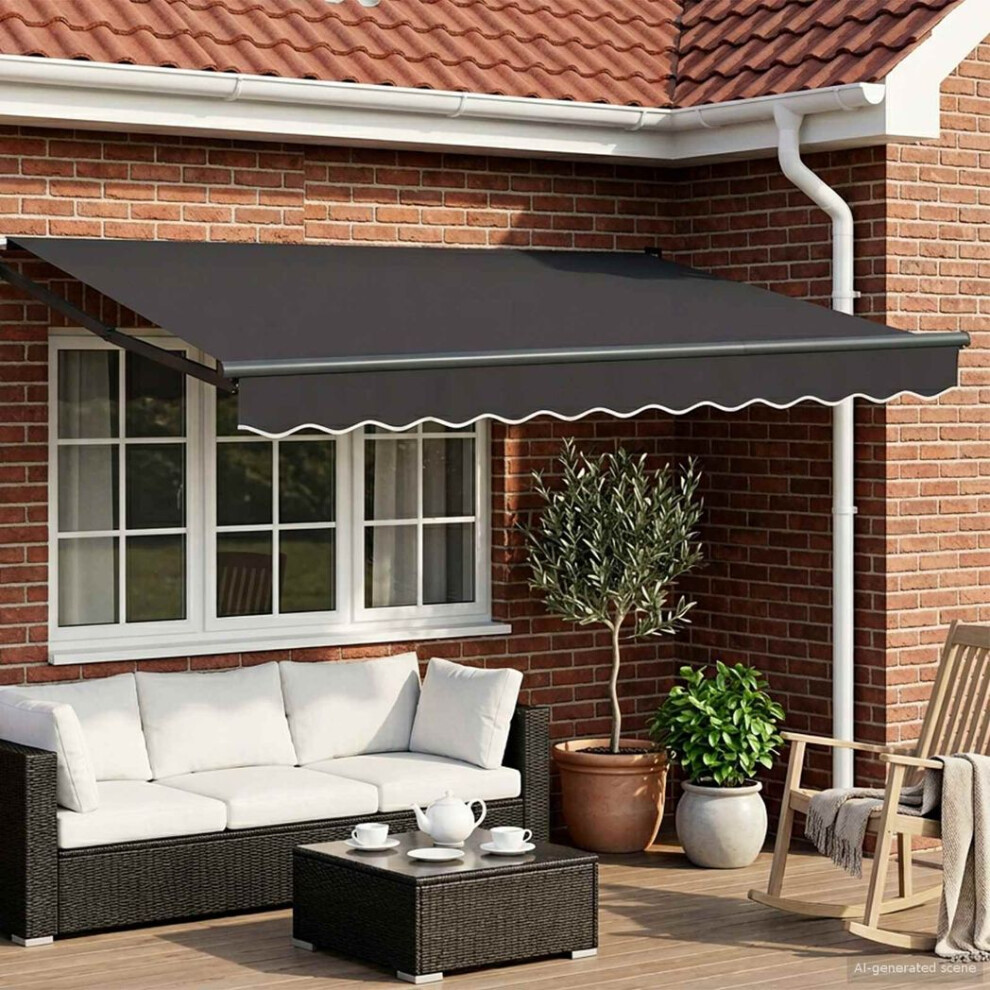 Vidaxl Manual Retractable Awning With Leds Anthracite 3 X 2.5 M