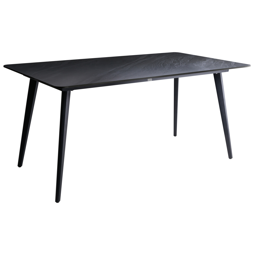 Beliani Garden Dining Table Rodallo 160 Cm 90 Cm Stone Black Marble