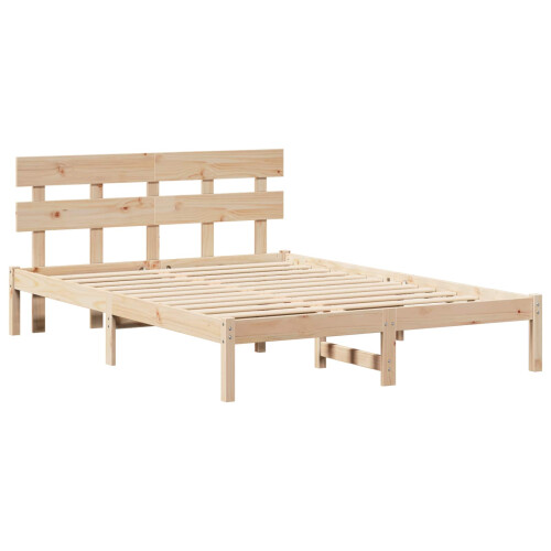 VidaXL vidaXL Bed Frame with Headboard Brown 150 x 200 cm Solid Pine wood 1