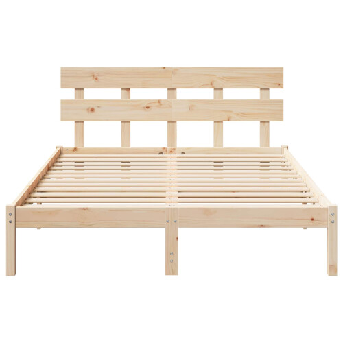 VidaXL vidaXL Bed Frame with Headboard Brown 150 x 200 cm Solid Pine wood 2