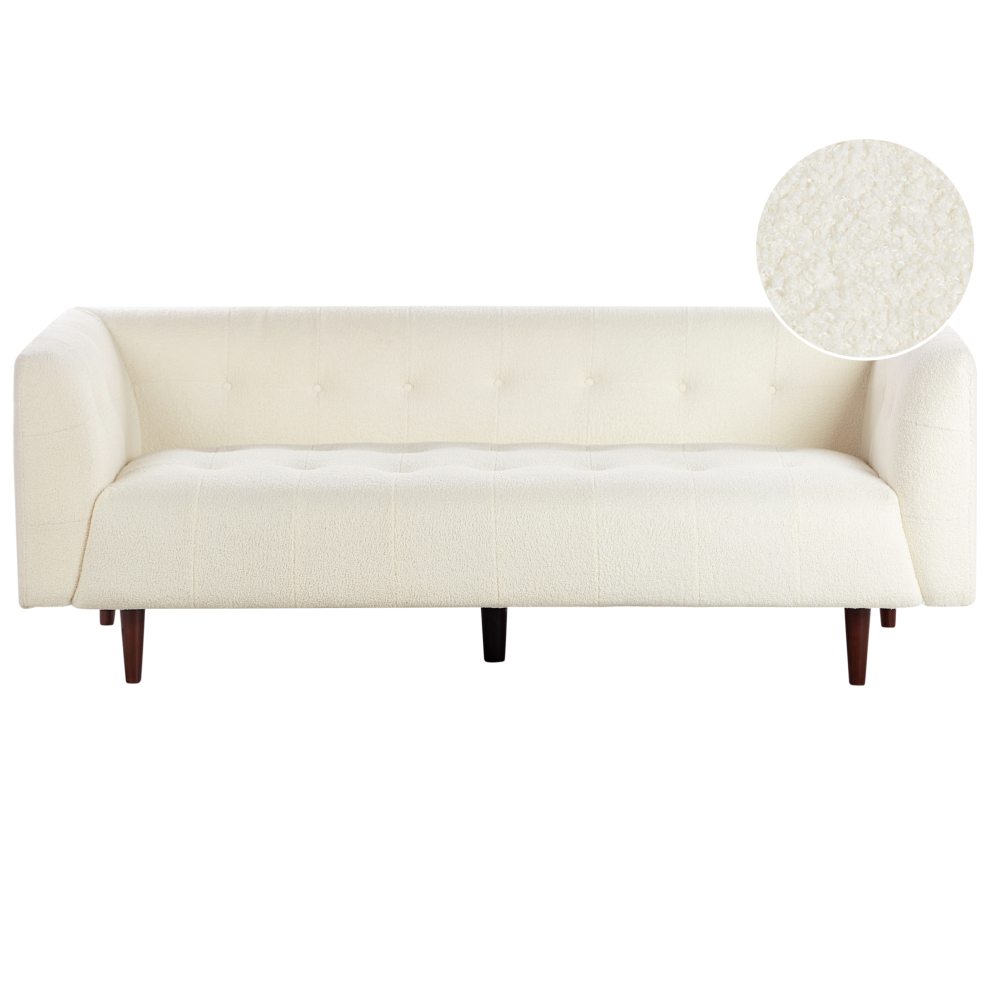 Beliani Sofa 3 Seater Byske Boucle Off-White