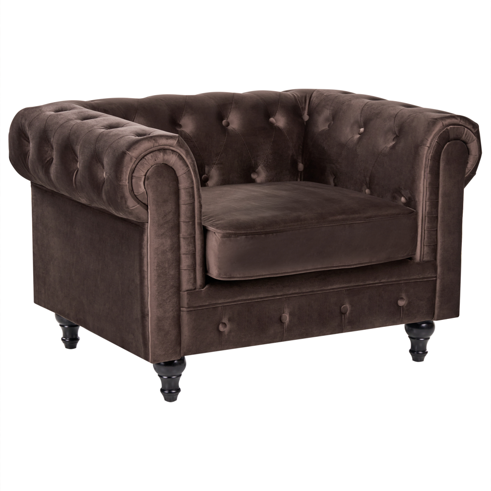 Beliani Armchair Chesterfield Velvet Dark Brown