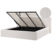 Ottoman Bed Corduroy LILLEBONNE 180 x 200 cm (EU Super King) Light Beige