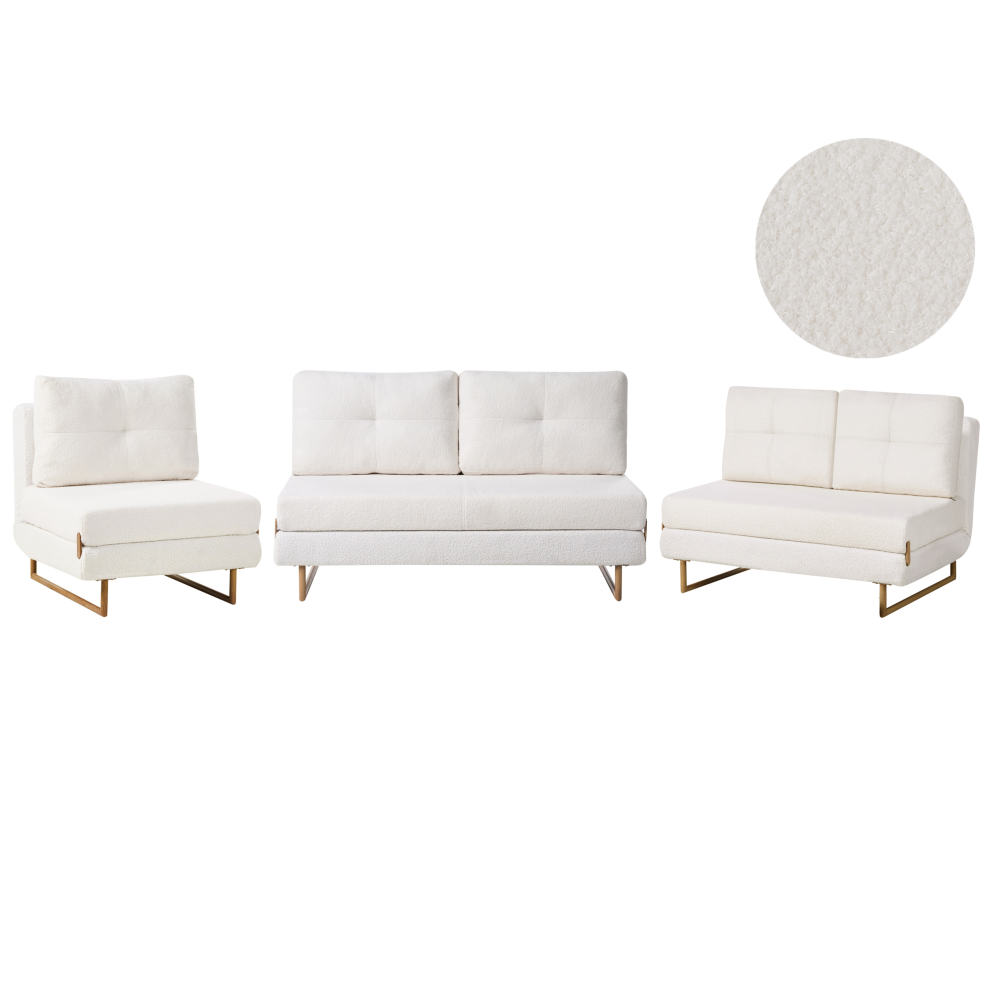 Beliani Living Room Set 6 Seater Jerslev Boucle Off-White