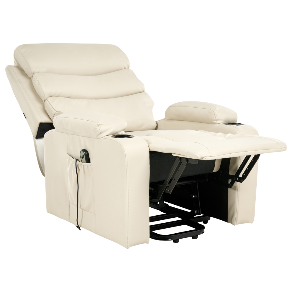 Beliani Electric Recliner Chair Eter Faux Leather Beige Cream