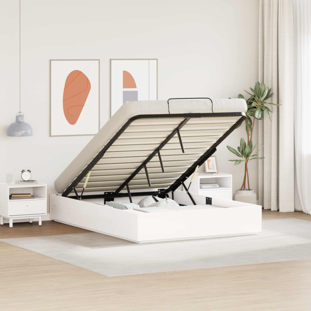 Vidaxl Ottoman Bed Frame White 140 X 200 Cm Solid Pine Wood