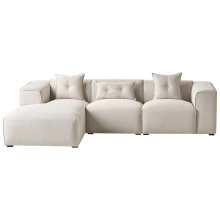 Corner Sofa 3 Seater DOLVA Fabric Light Beige Right Hand