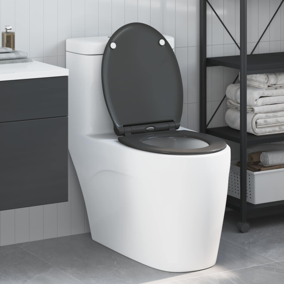 Vidaxl Toilet Seat Anthracite 47 X 37.5 X 3.8 Cm Duroplast