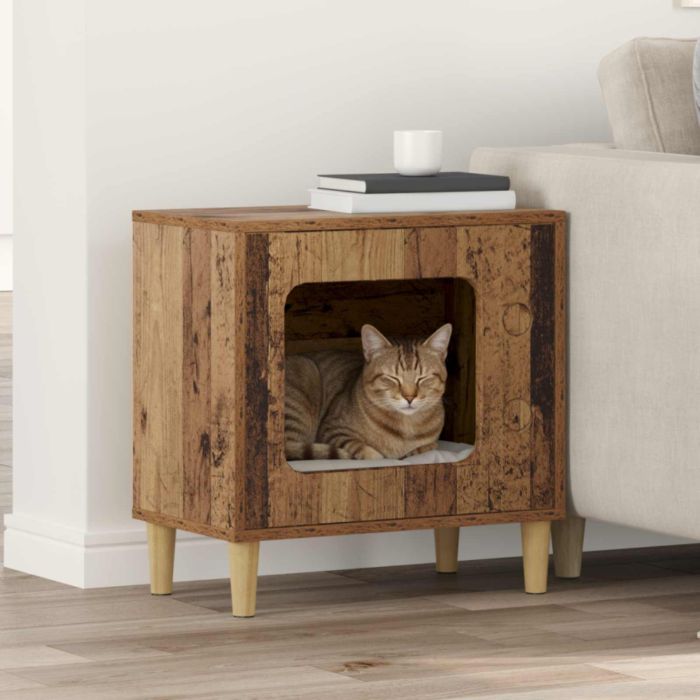 Vidaxl Cat House Old Wood 51 X 30 X 52 Cm Engineered Wood